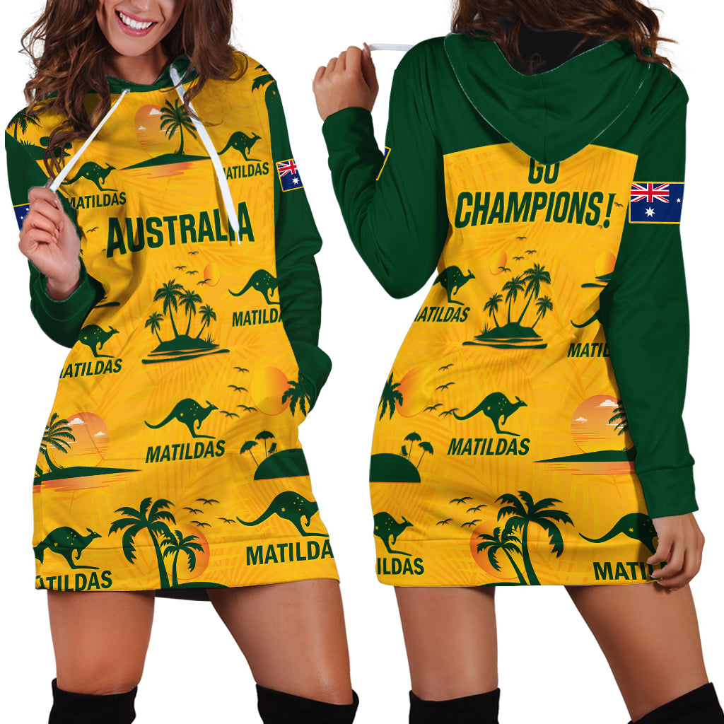 Australia Soccer Hoodie Dress Matildas World Cup 2023 Tropical Style - Vibe Hoodie Shop