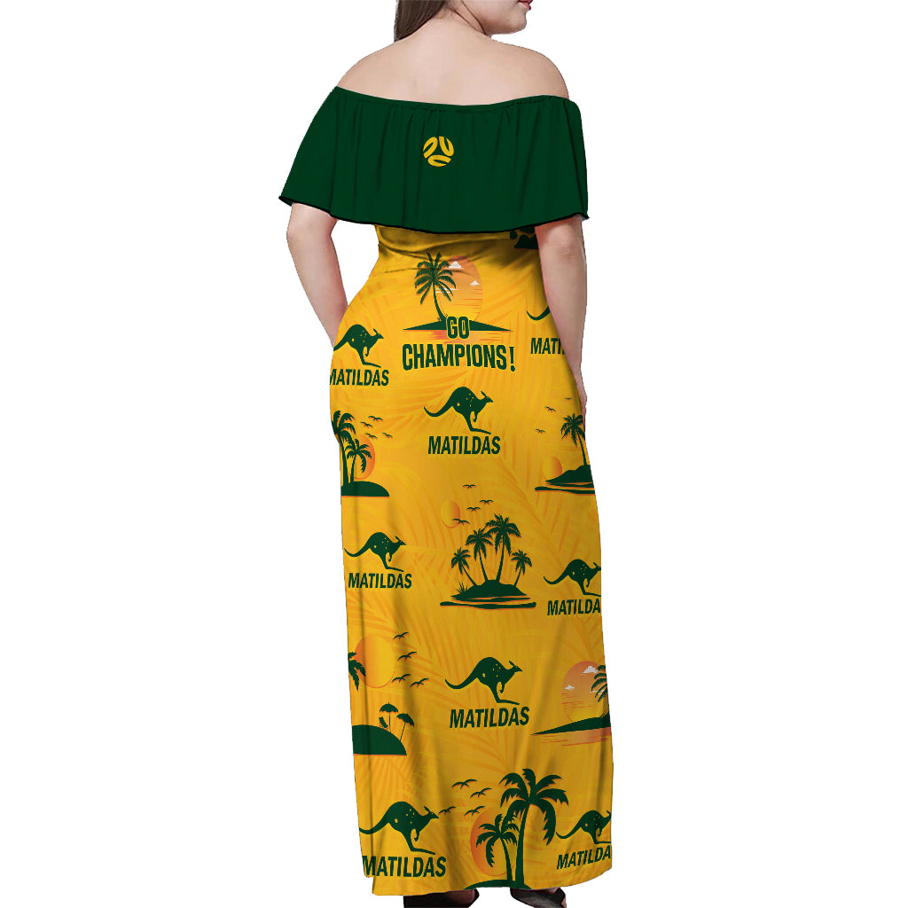 Australia Soccer Off Shoulder Maxi Dress Matildas World Cup 2023 Tropical Style - Vibe Hoodie Shop