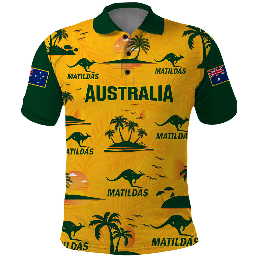 Australia Soccer Polo Shirt Matildas World Cup 2023 Tropical Style - Vibe Hoodie Shop