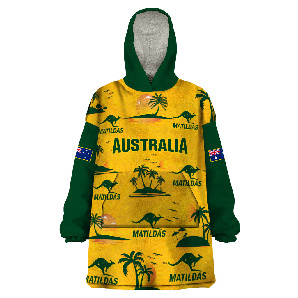 Australia Soccer Wearable Blanket Hoodie Matildas World Cup 2023 Tropical Style - Vibe Hoodie Shop