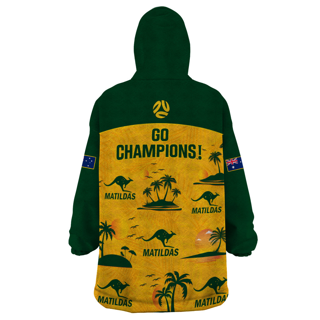 Australia Soccer Wearable Blanket Hoodie Matildas World Cup 2023 Tropical Style - Vibe Hoodie Shop