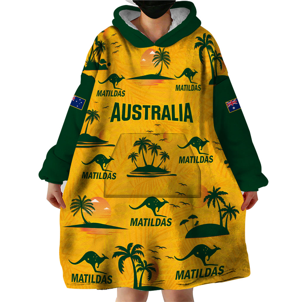 Australia Soccer Wearable Blanket Hoodie Matildas World Cup 2023 Tropical Style - Vibe Hoodie Shop