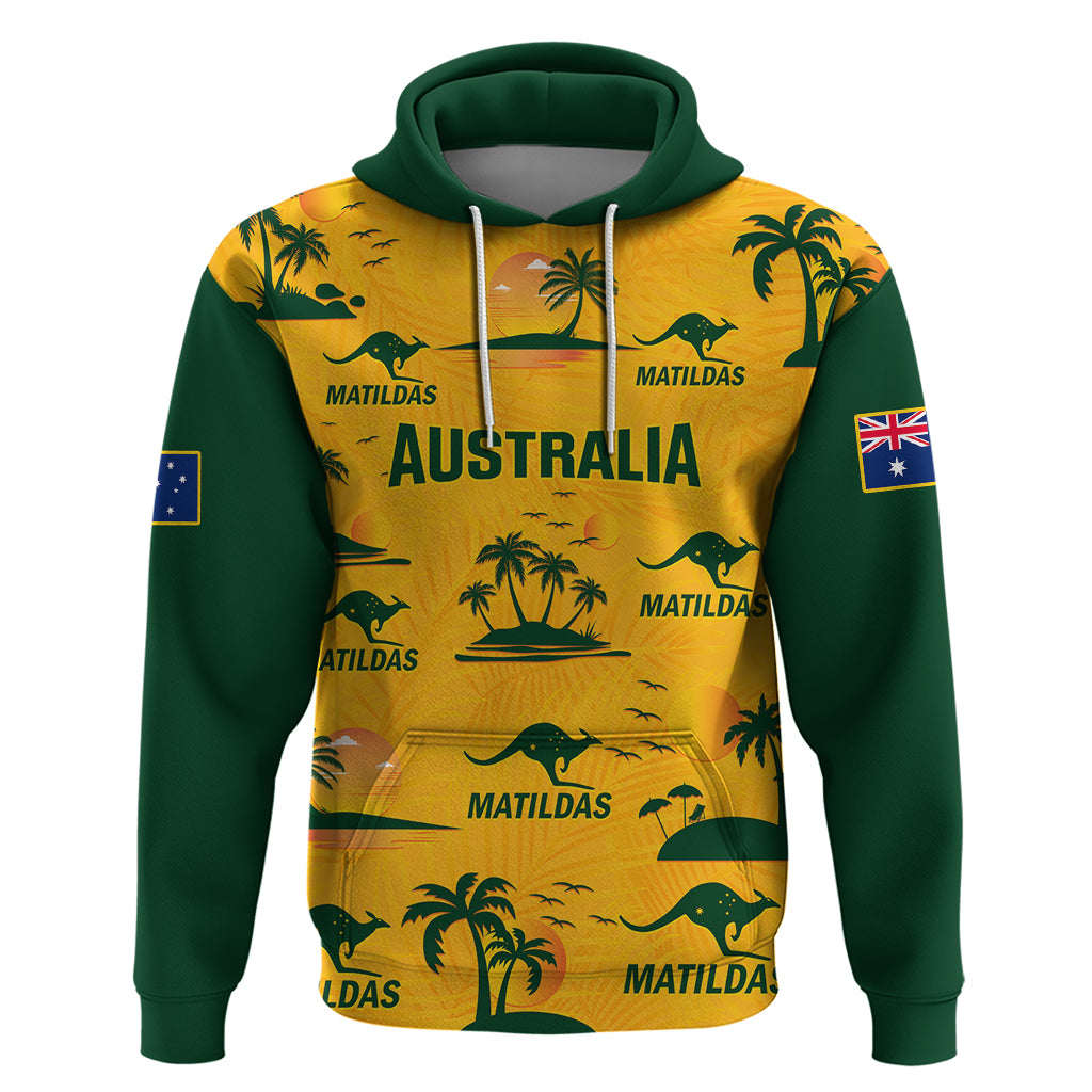 Custom Australia Soccer Hoodie Matildas World Cup 2023 Tropical Style - Vibe Hoodie Shop