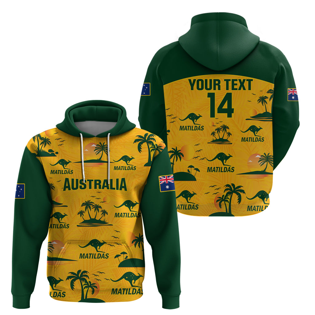 Custom Australia Soccer Hoodie Matildas World Cup 2023 Tropical Style - Vibe Hoodie Shop