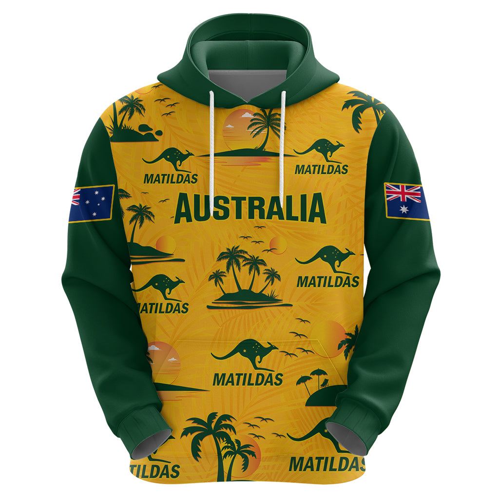Custom Australia Soccer Hoodie Matildas World Cup 2023 Tropical Style - Vibe Hoodie Shop