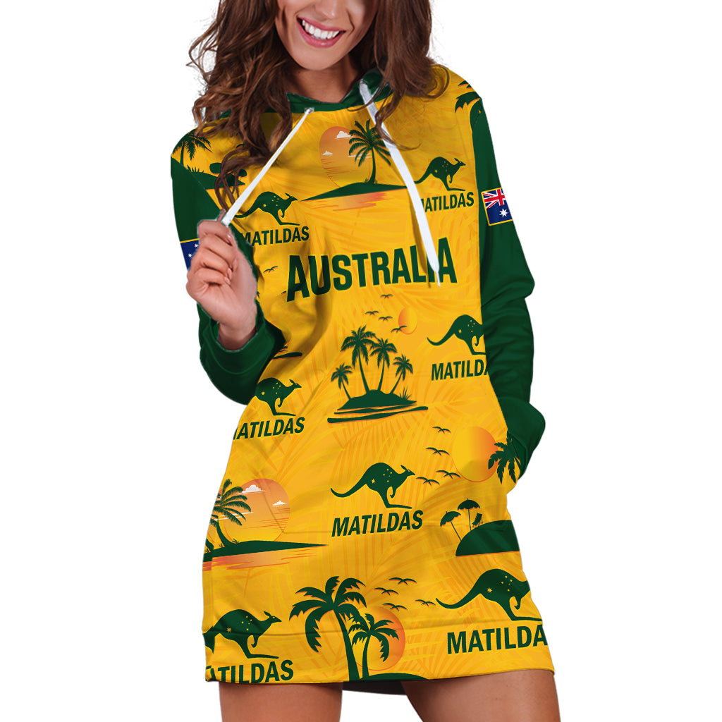 Custom Australia Soccer Hoodie Dress Matildas World Cup 2023 Tropical Style - Vibe Hoodie Shop