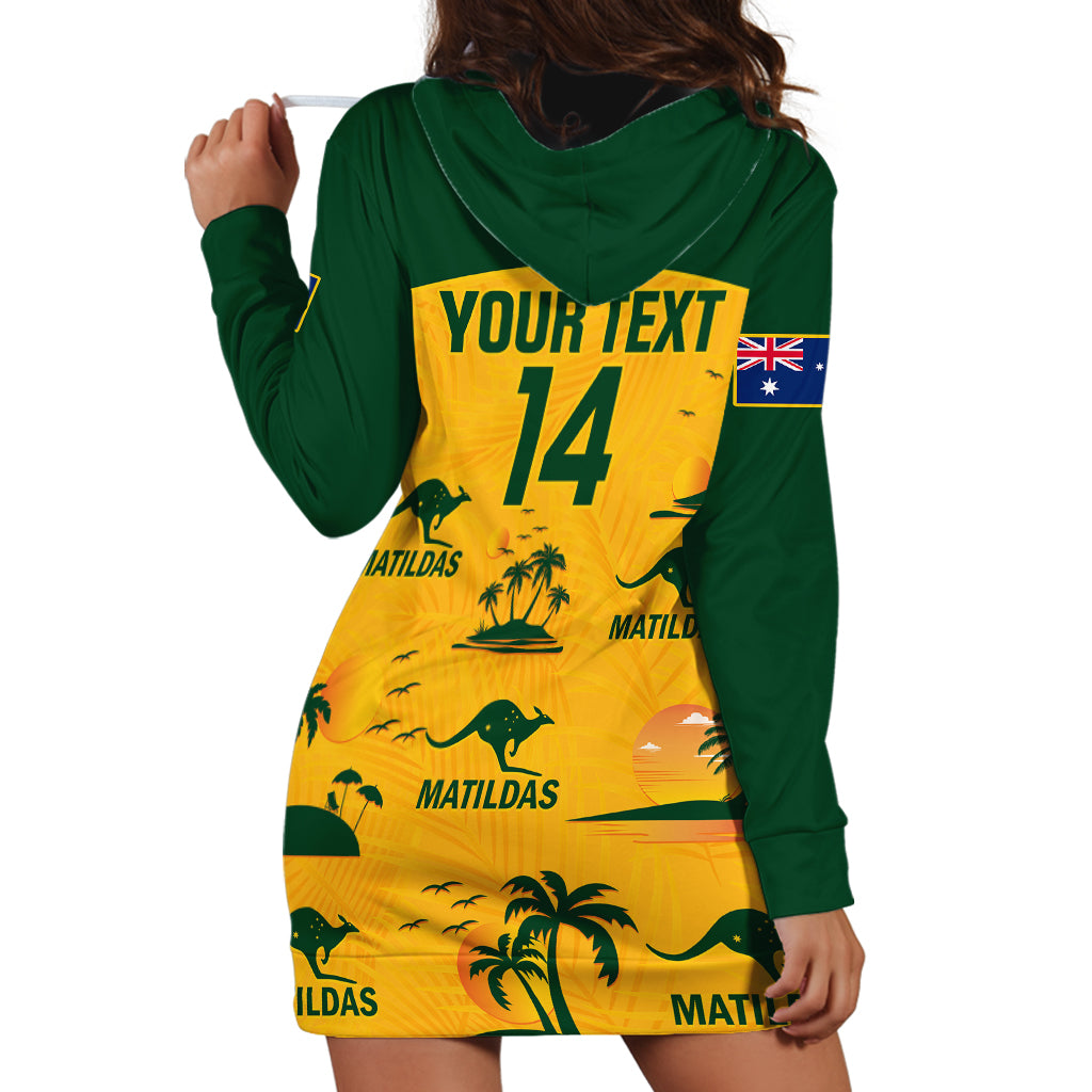 Custom Australia Soccer Hoodie Dress Matildas World Cup 2023 Tropical Style - Vibe Hoodie Shop