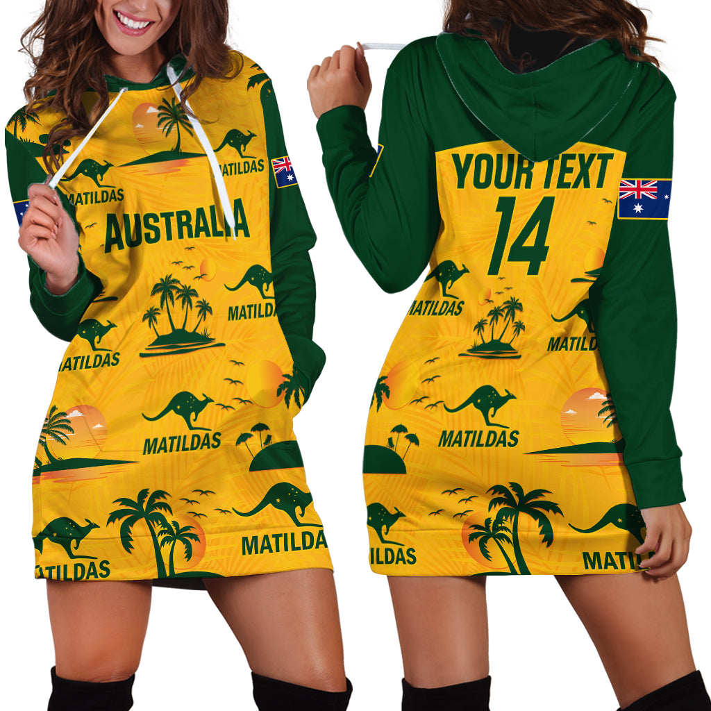 Custom Australia Soccer Hoodie Dress Matildas World Cup 2023 Tropical Style - Vibe Hoodie Shop