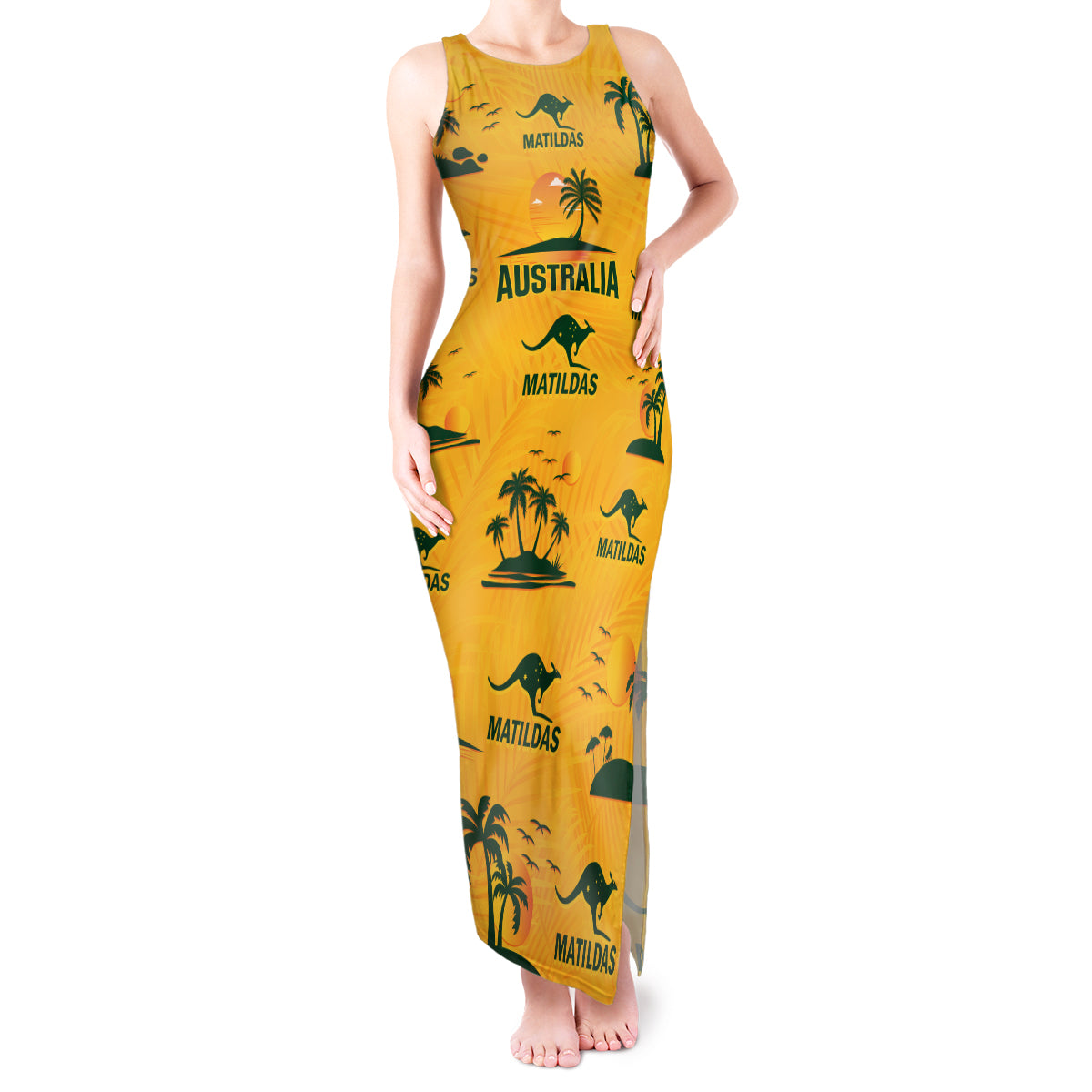 custom-australia-soccer-tank-maxi-dress-matildas-world-cup-2023-tropical-style