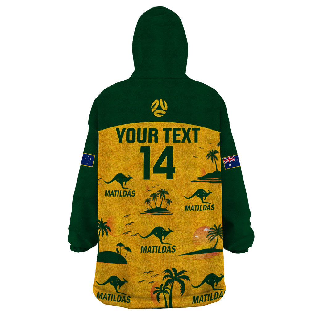 Custom Australia Soccer Wearable Blanket Hoodie Matildas World Cup 2023 Tropical Style - Vibe Hoodie Shop