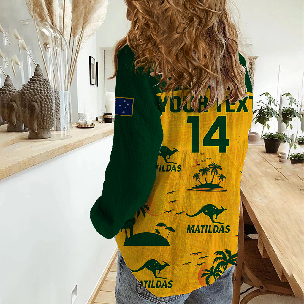 Custom Australia Soccer Women Casual Shirt Matildas World Cup 2023 Tropical Style - Vibe Hoodie Shop
