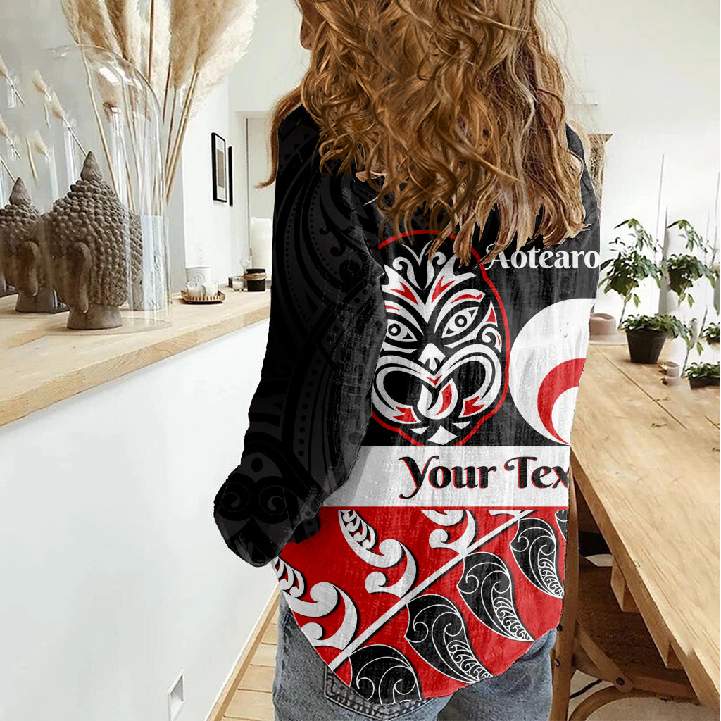 Personalised Te Reo Maori New Zealand Women Casual Shirt Kia Haka Maori Fern With Tino Rangatiratanga - Vibe Hoodie Shop