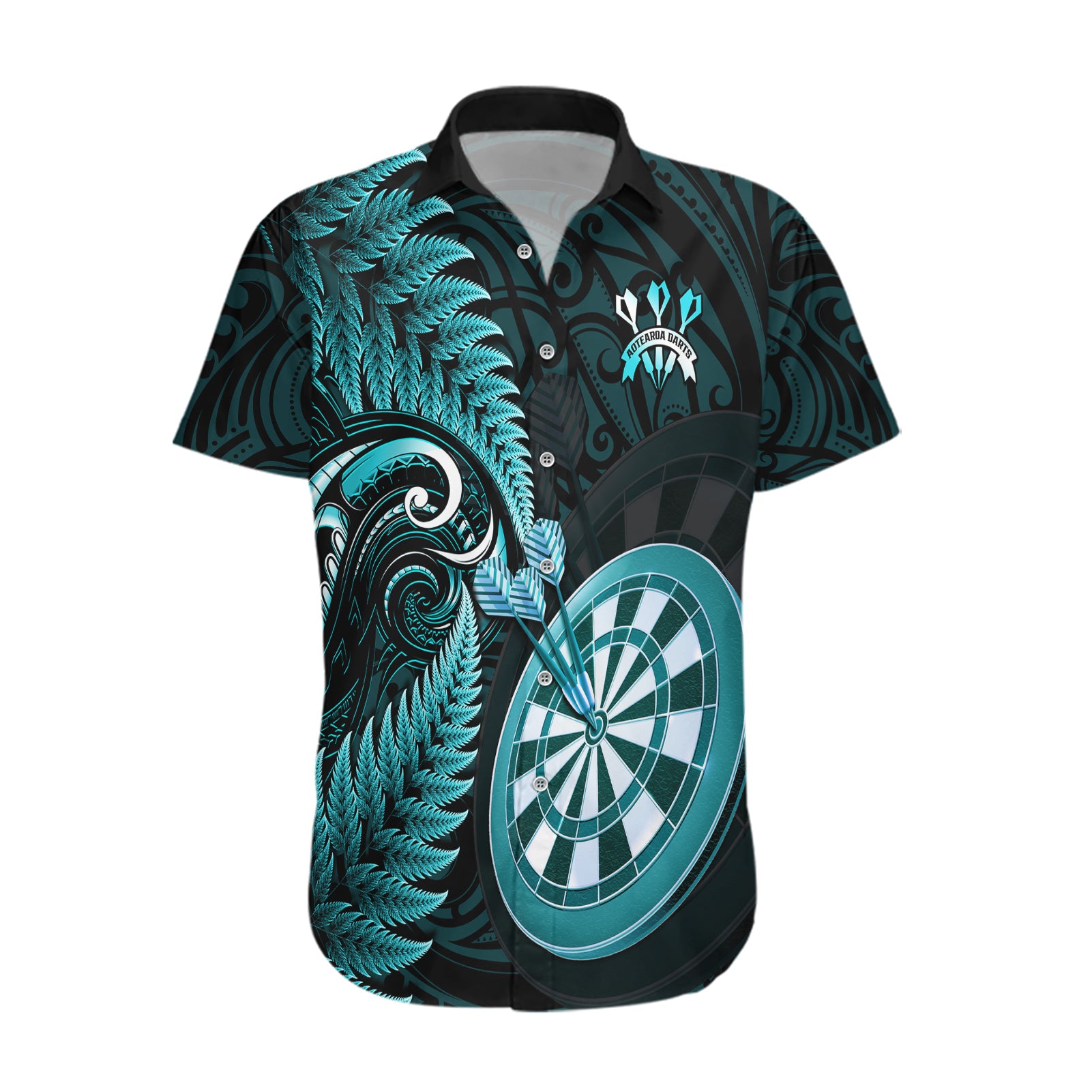 New Zealand Darts Hawaiian Shirt Happiness Is A Tight Threesome Maori Turquoise - Vibe Hoodie Shop