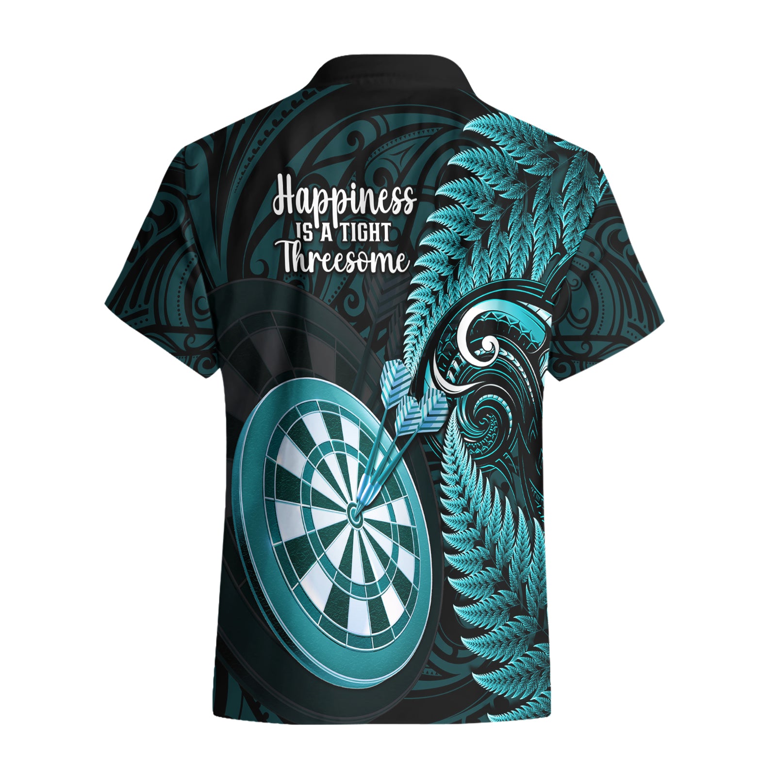 New Zealand Darts Hawaiian Shirt Happiness Is A Tight Threesome Maori Turquoise - Vibe Hoodie Shop