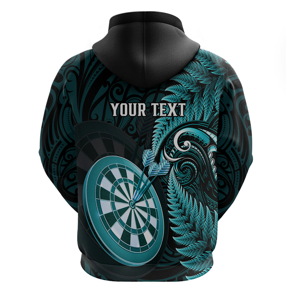 Personalised New Zealand Darts Hoodie Happiness Is A Tight Threesome Maori Turquoise - Vibe Hoodie Shop