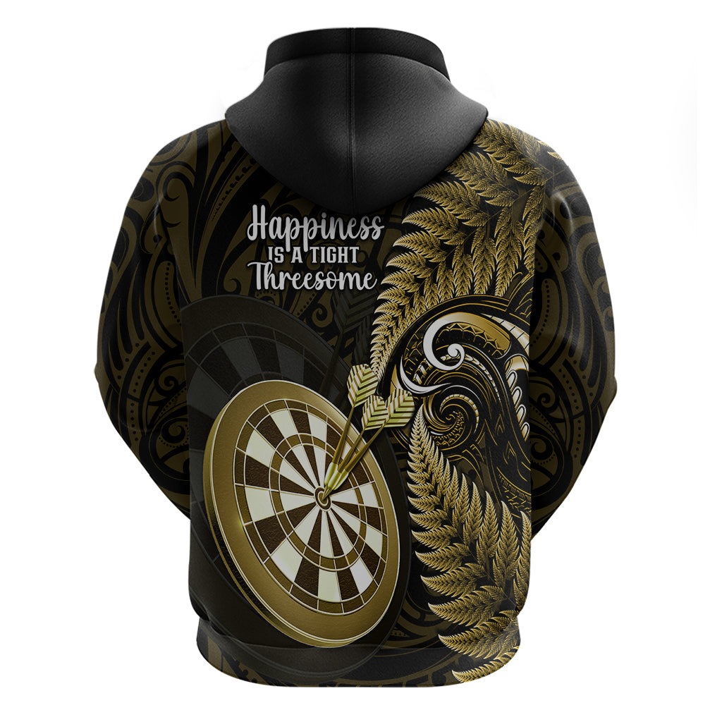 New Zealand Darts Hoodie Happiness Is A Tight Threesome Maori Gold - Vibe Hoodie Shop