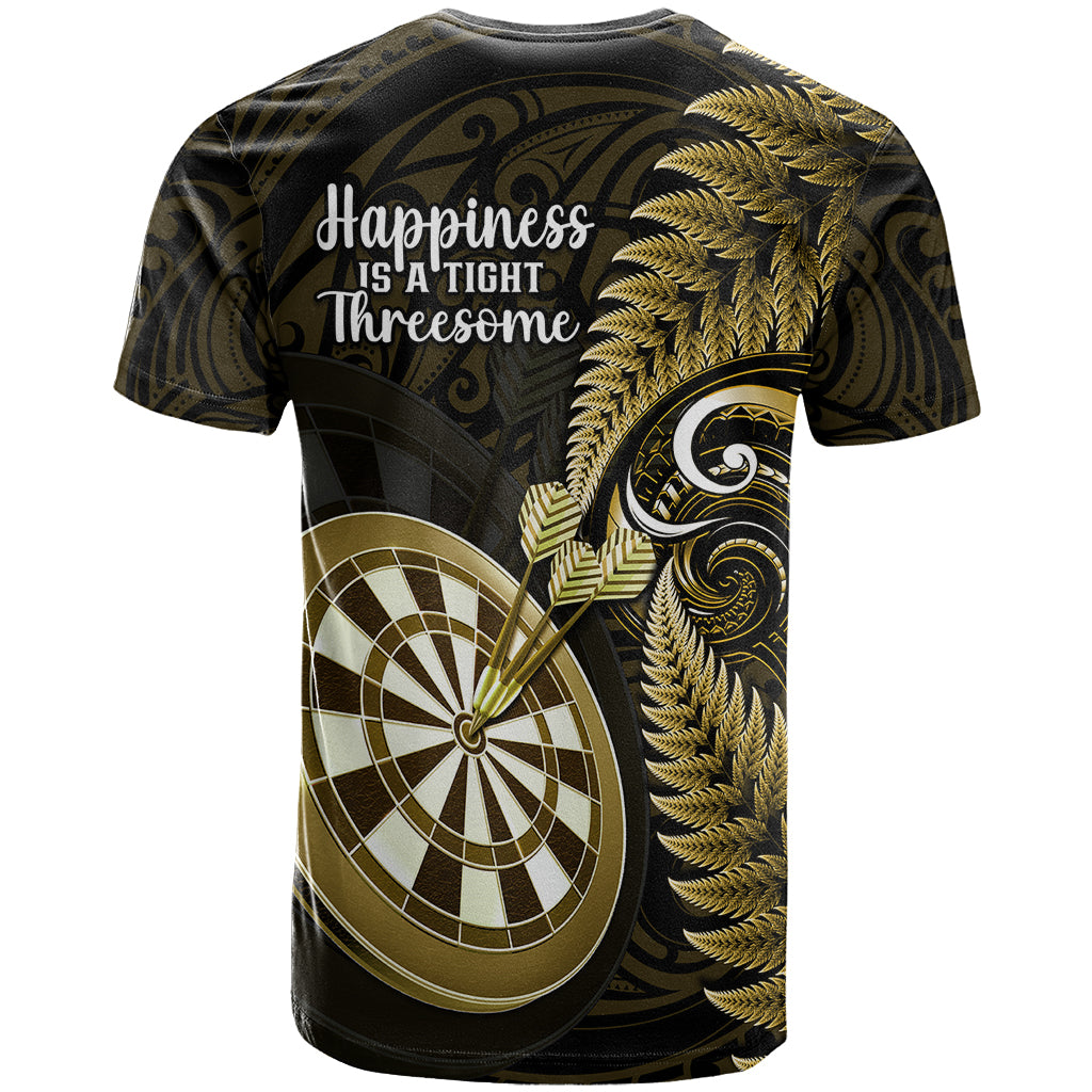 New Zealand Darts T Shirt Happiness Is A Tight Threesome Maori Gold - Vibe Hoodie Shop