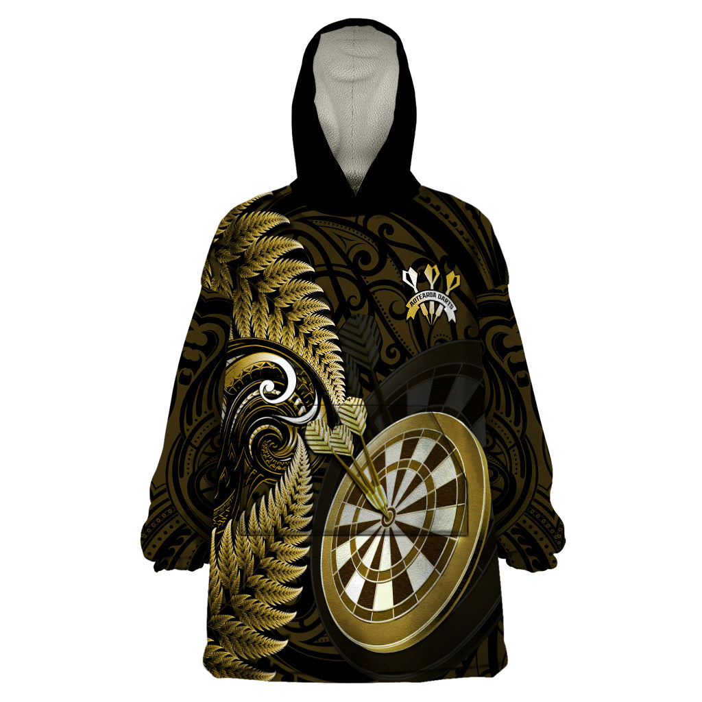 New Zealand Darts Wearable Blanket Hoodie Happiness Is A Tight Threesome Maori Gold - Vibe Hoodie Shop