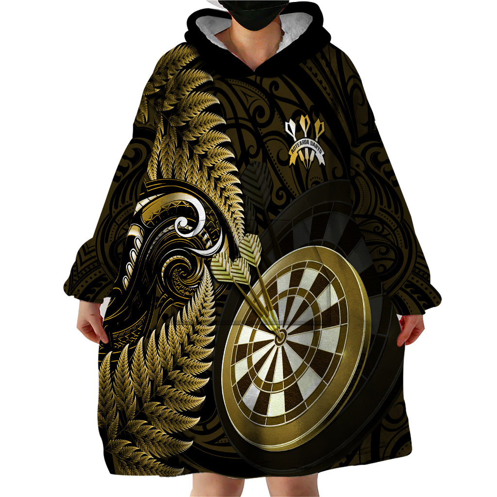 New Zealand Darts Wearable Blanket Hoodie Happiness Is A Tight Threesome Maori Gold - Vibe Hoodie Shop