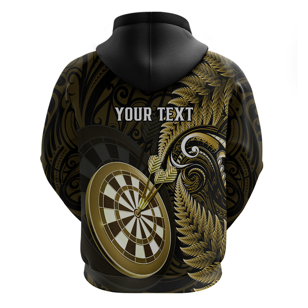 Personalised New Zealand Darts Hoodie Happiness Is A Tight Threesome Maori Gold - Vibe Hoodie Shop