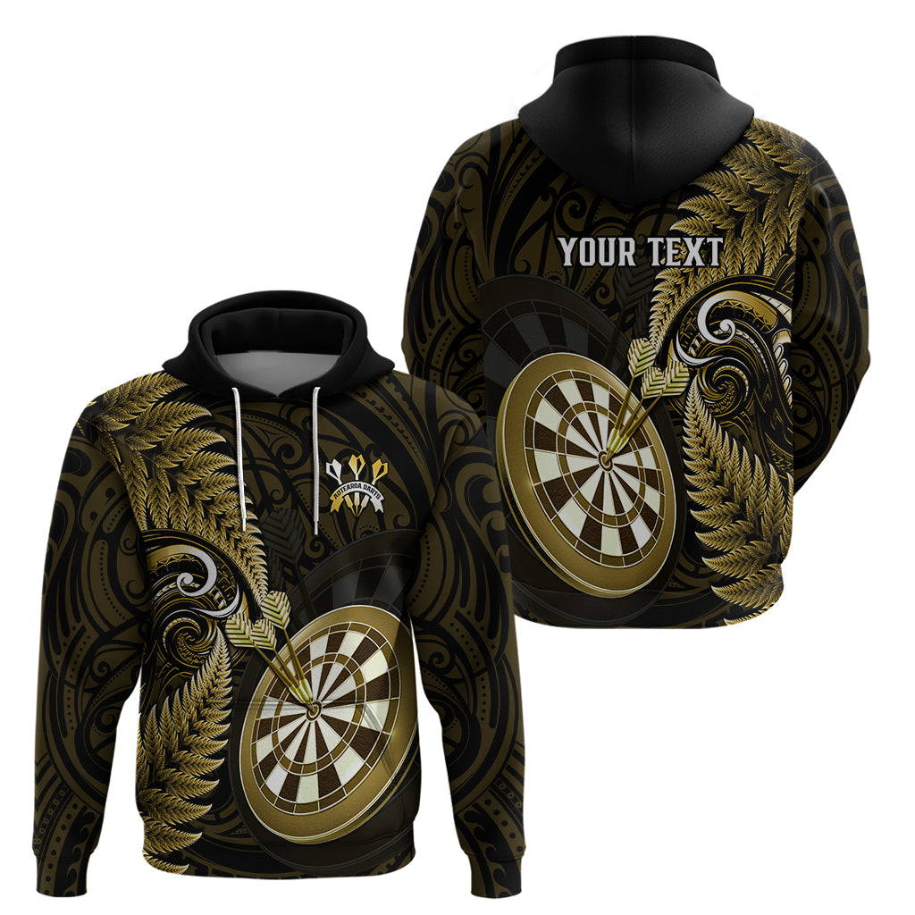 Personalised New Zealand Darts Hoodie Happiness Is A Tight Threesome Maori Gold - Vibe Hoodie Shop