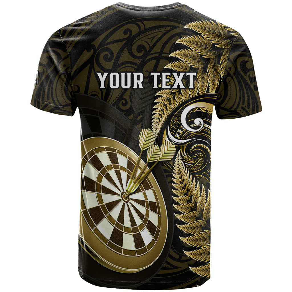 Personalised New Zealand Darts T Shirt Happiness Is A Tight Threesome Maori Gold - Vibe Hoodie Shop