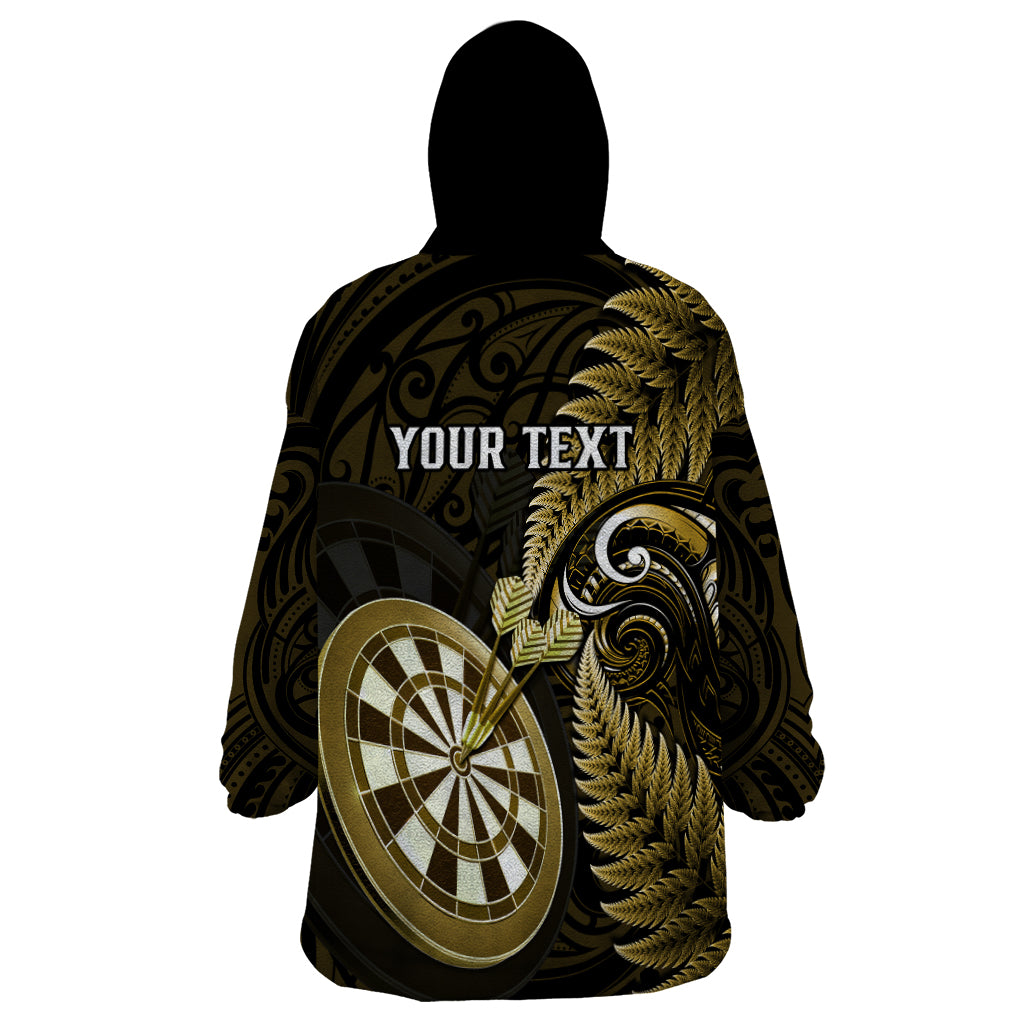 Personalised New Zealand Darts Wearable Blanket Hoodie Happiness Is A Tight Threesome Maori Gold - Vibe Hoodie Shop