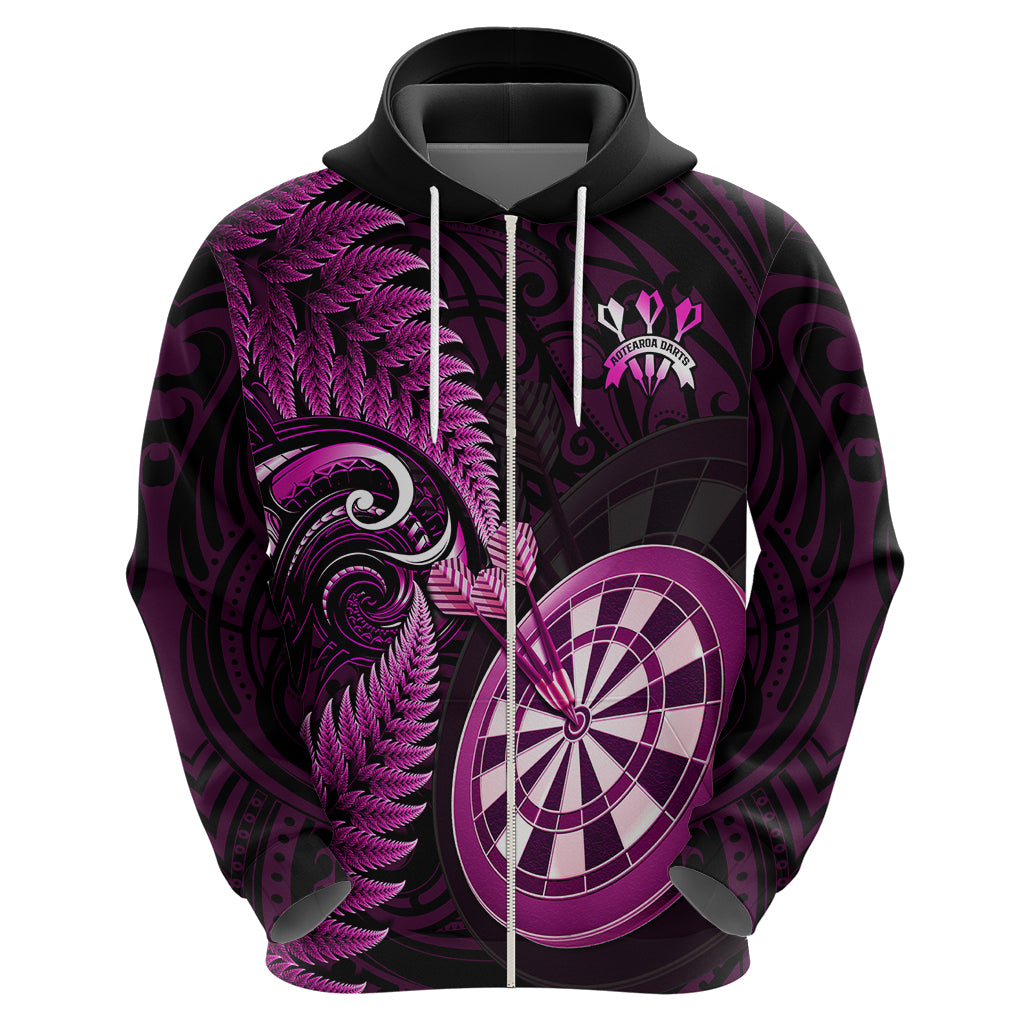 New Zealand Darts Hoodie Happiness Is A Tight Threesome Maori Pink - Vibe Hoodie Shop