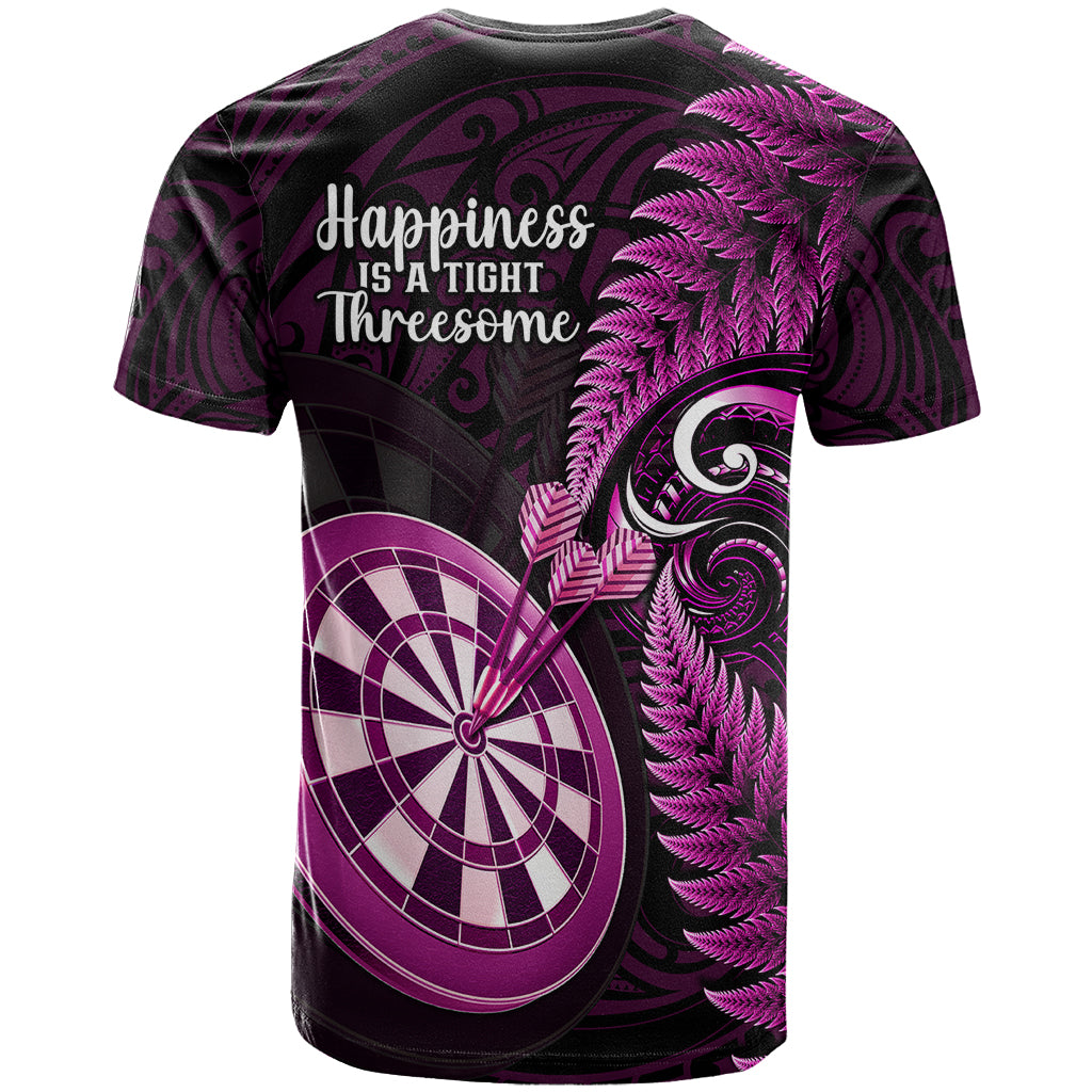 New Zealand Darts T Shirt Happiness Is A Tight Threesome Maori Pink - Vibe Hoodie Shop