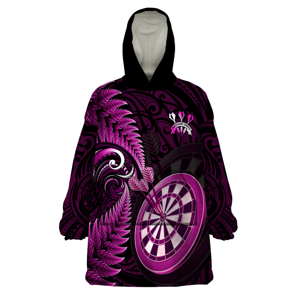 New Zealand Darts Wearable Blanket Hoodie Happiness Is A Tight Threesome Maori Pink - Vibe Hoodie Shop