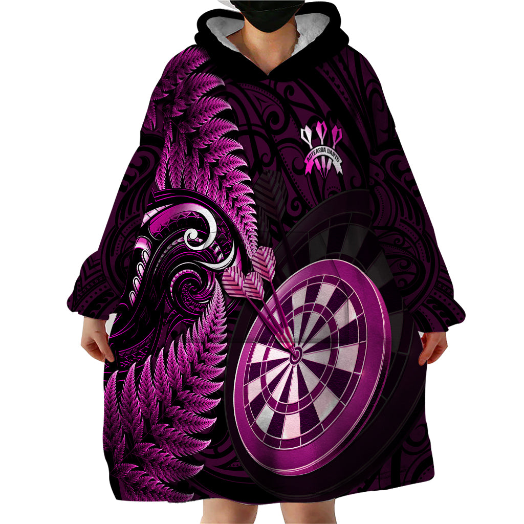 New Zealand Darts Wearable Blanket Hoodie Happiness Is A Tight Threesome Maori Pink - Vibe Hoodie Shop