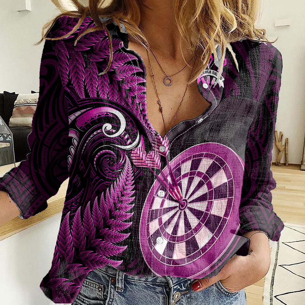 New Zealand Darts Women Casual Shirt Happiness Is A Tight Threesome Maori Pink - Vibe Hoodie Shop