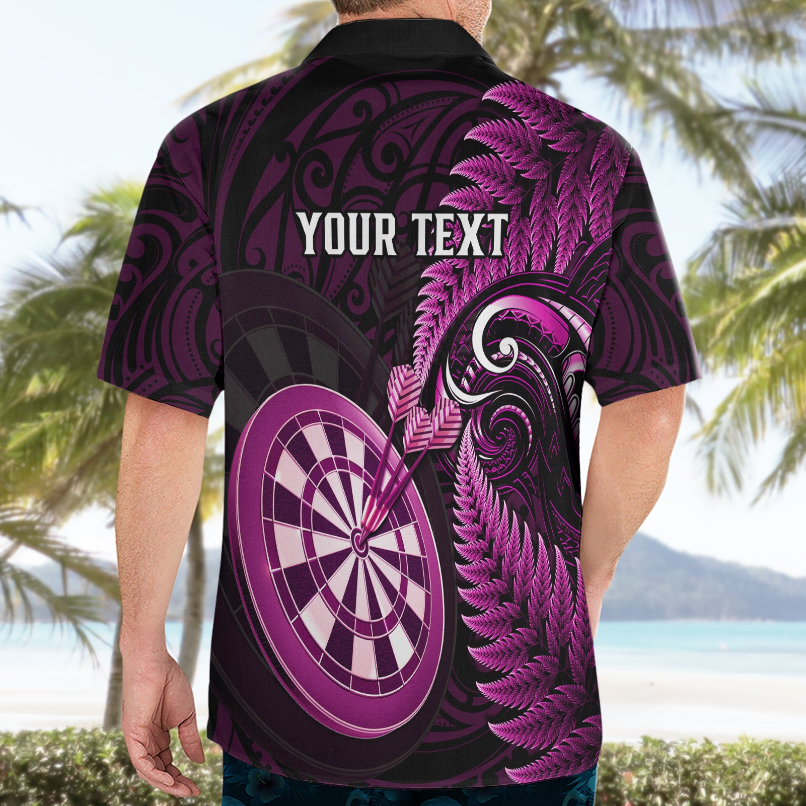 Personalised New Zealand Darts Hawaiian Shirt Happiness Is A Tight Threesome Maori Pink - Vibe Hoodie Shop