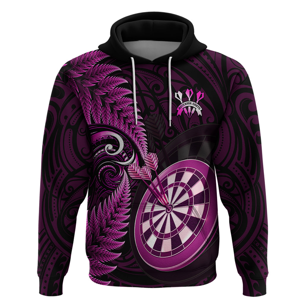 Personalised New Zealand Darts Hoodie Happiness Is A Tight Threesome Maori Pink - Vibe Hoodie Shop