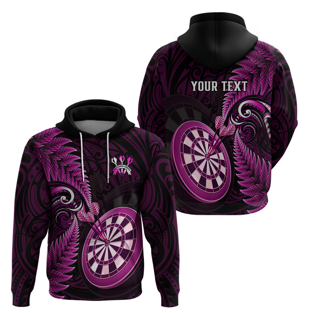 Personalised New Zealand Darts Hoodie Happiness Is A Tight Threesome Maori Pink - Vibe Hoodie Shop