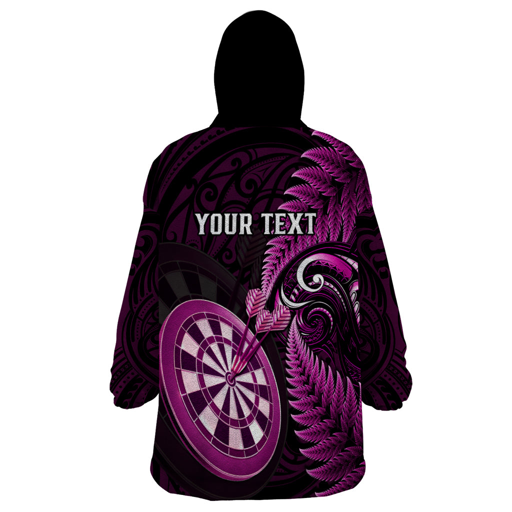 Personalised New Zealand Darts Wearable Blanket Hoodie Happiness Is A Tight Threesome Maori Pink - Vibe Hoodie Shop