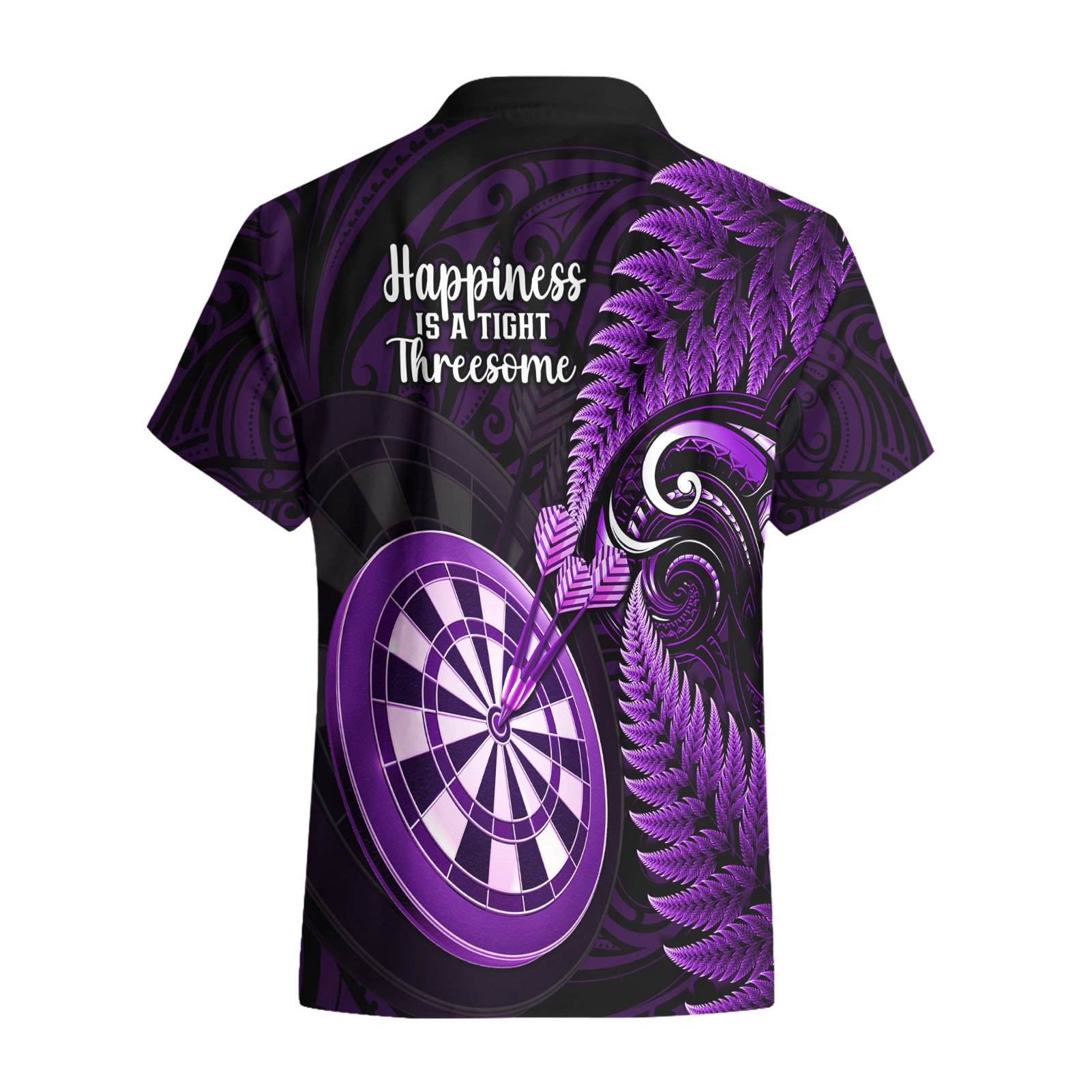 New Zealand Darts Hawaiian Shirt Happiness Is A Tight Threesome Maori Purple - Vibe Hoodie Shop