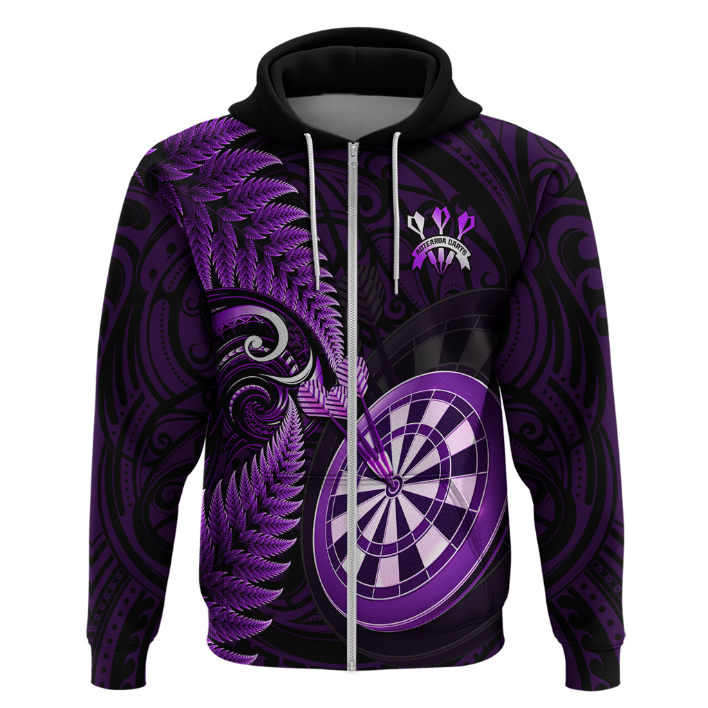 New Zealand Darts Hoodie Happiness Is A Tight Threesome Maori Purple - Vibe Hoodie Shop