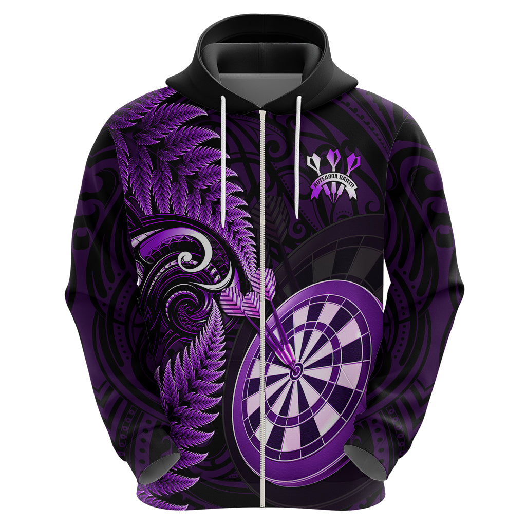 New Zealand Darts Hoodie Happiness Is A Tight Threesome Maori Purple - Vibe Hoodie Shop