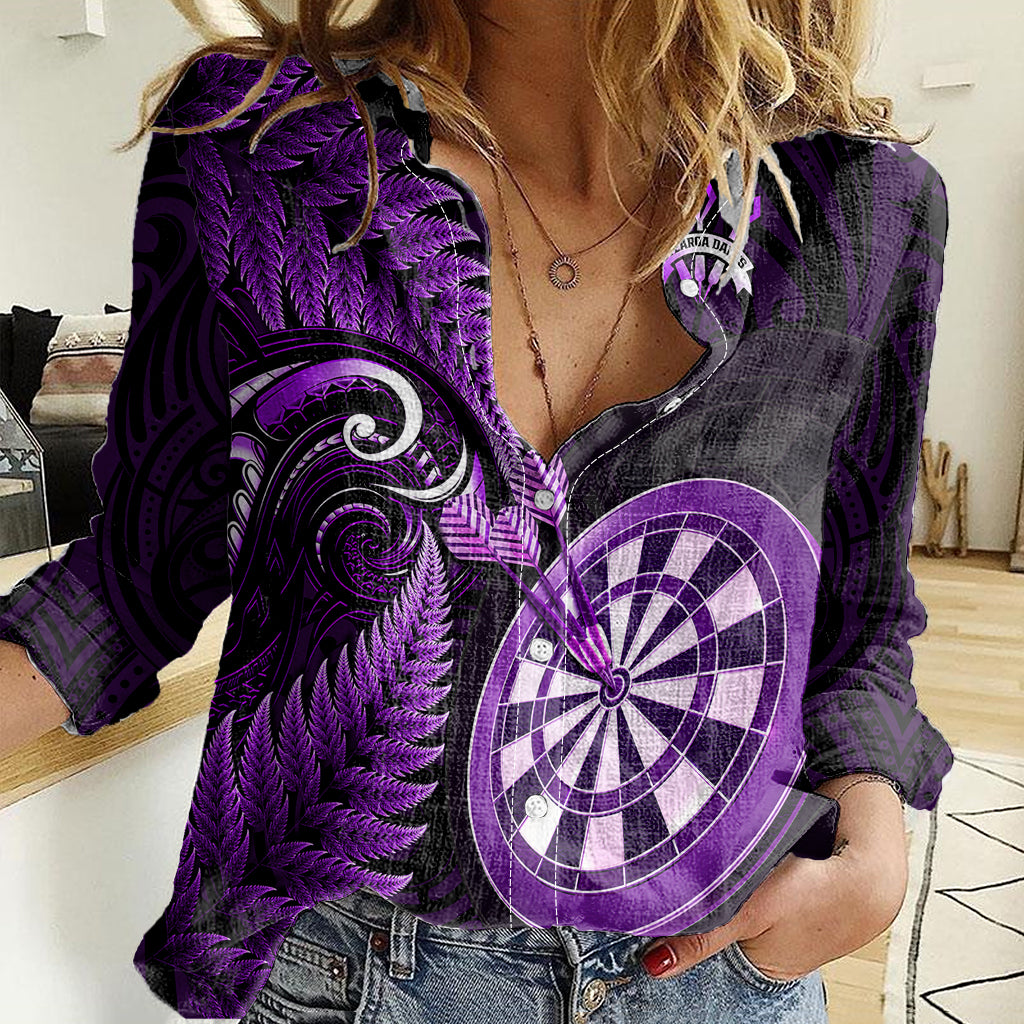 New Zealand Darts Women Casual Shirt Happiness Is A Tight Threesome Maori Purple - Vibe Hoodie Shop