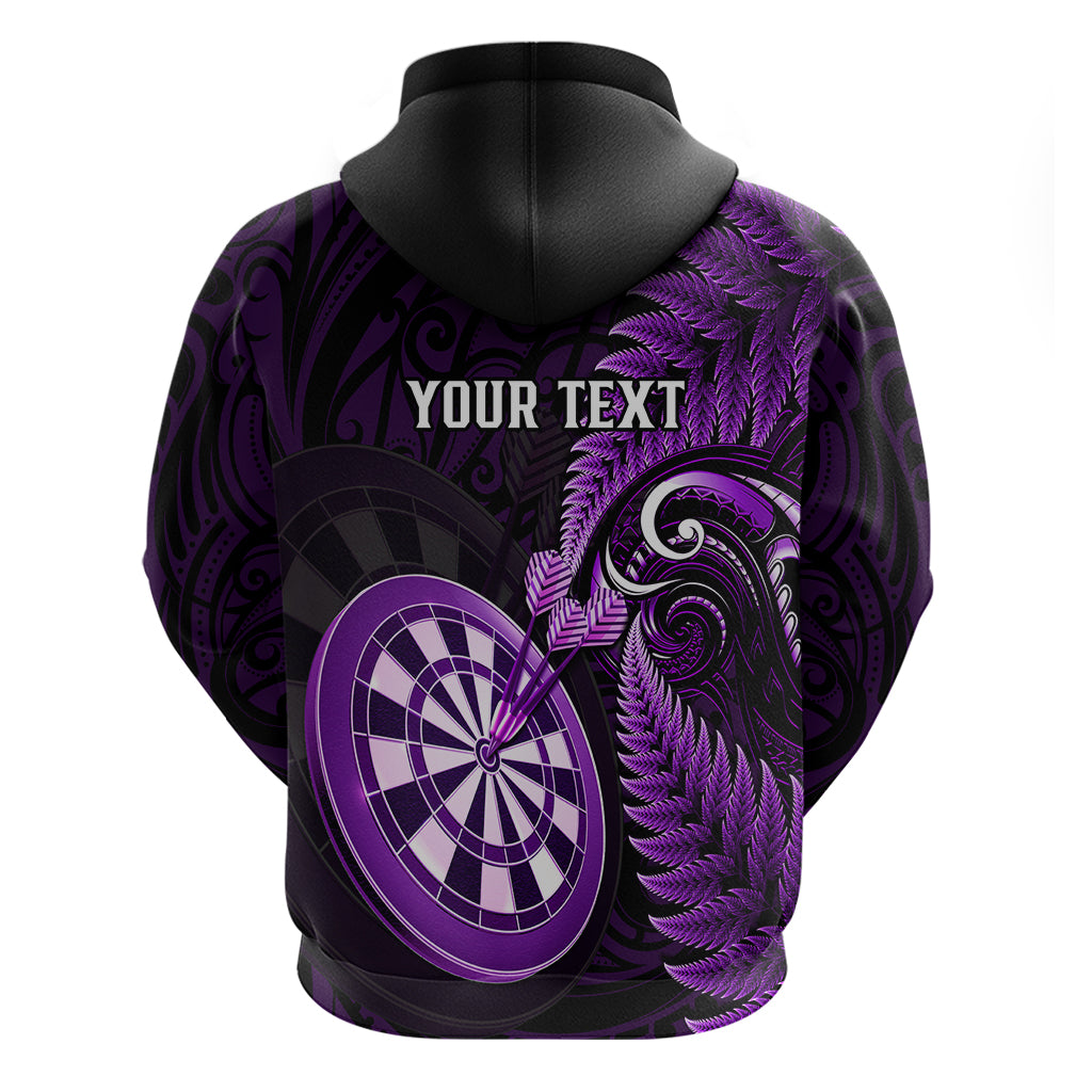 Personalised New Zealand Darts Hoodie Happiness Is A Tight Threesome Maori Purple - Vibe Hoodie Shop