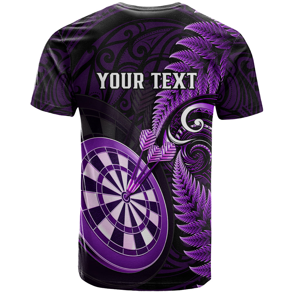 Personalised New Zealand Darts T Shirt Happiness Is A Tight Threesome Maori Purple - Vibe Hoodie Shop