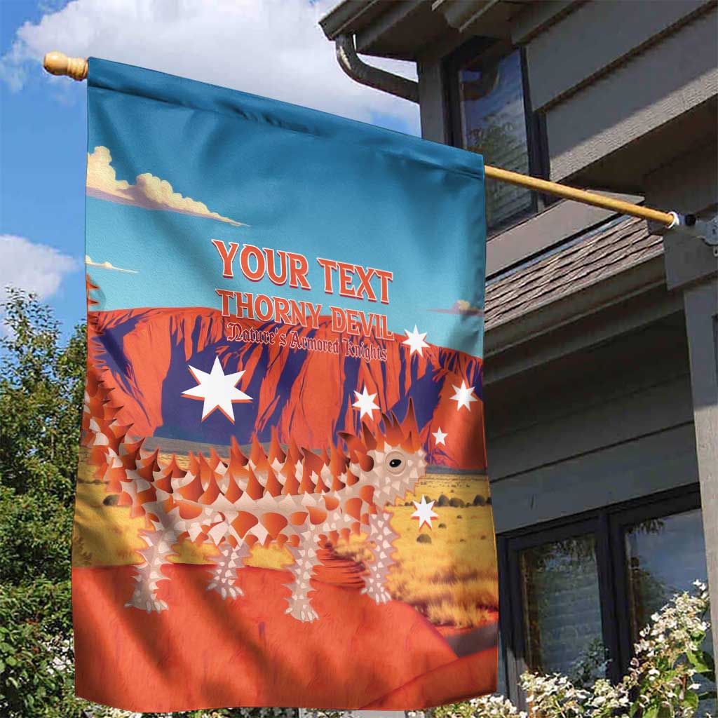 Personalised Australia Thorny Devil Garden Flag Nature's Armored Knights - Aussie Uluru - Vibe Hoodie Shop