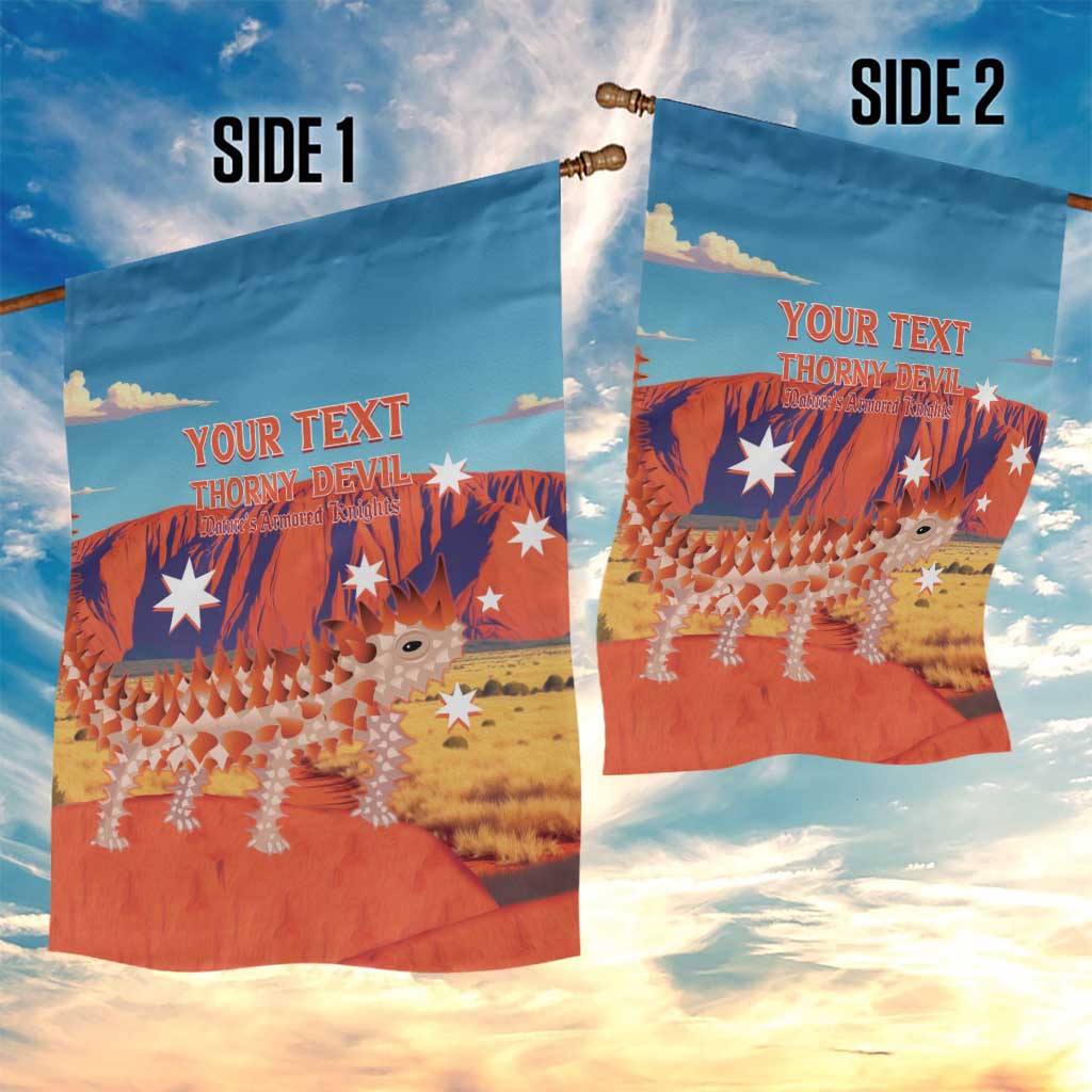 Personalised Australia Thorny Devil Garden Flag Nature's Armored Knights - Aussie Uluru - Vibe Hoodie Shop