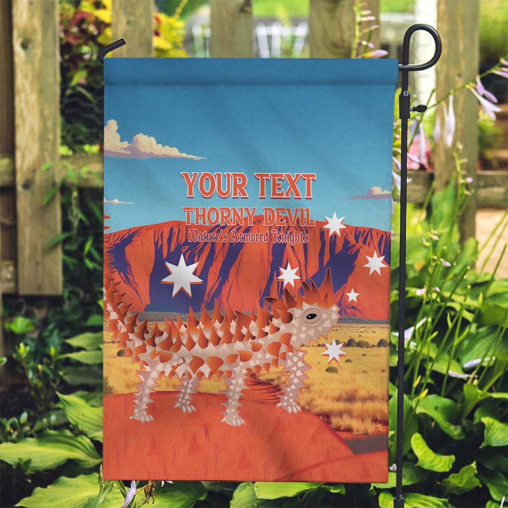 Personalised Australia Thorny Devil Garden Flag Nature's Armored Knights - Aussie Uluru - Vibe Hoodie Shop