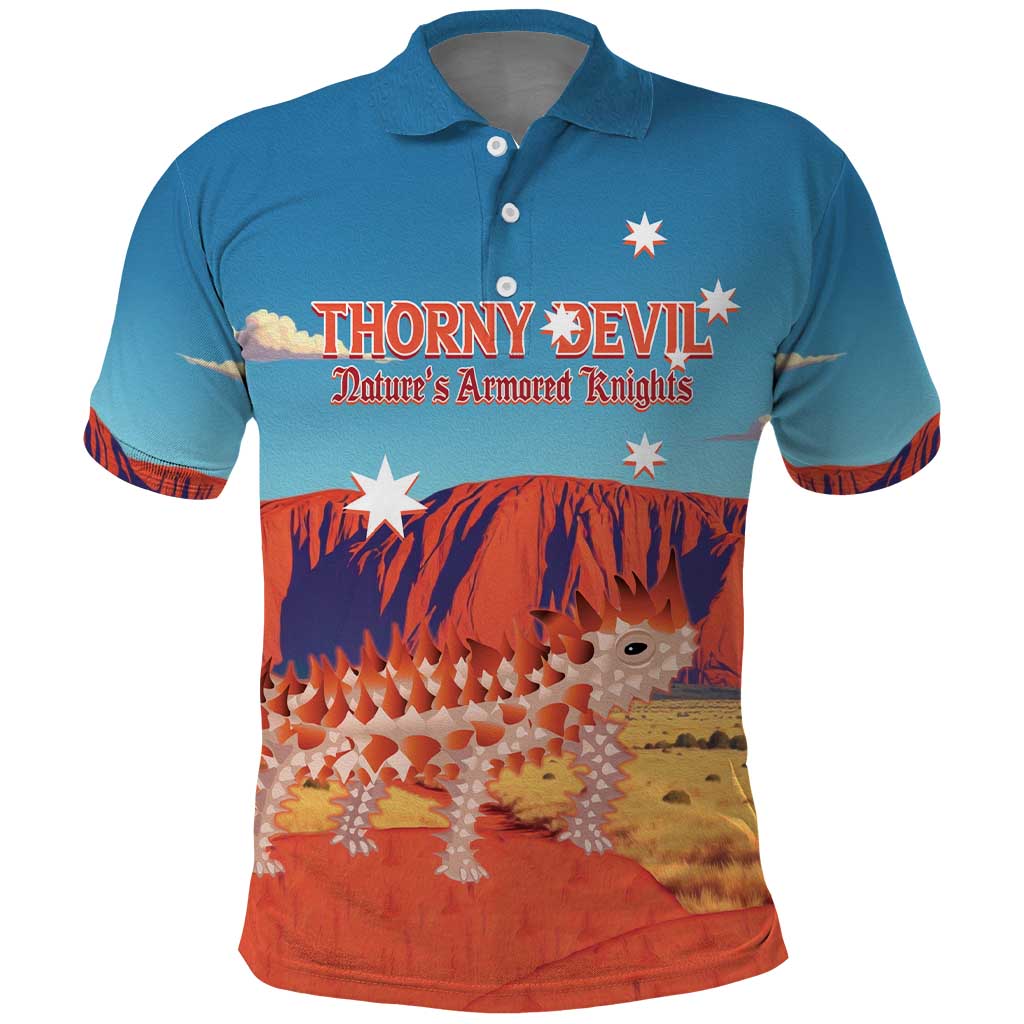 Personalised Australia Thorny Devil Polo Shirt Nature's Armored Knights - Aussie Uluru - Vibe Hoodie Shop