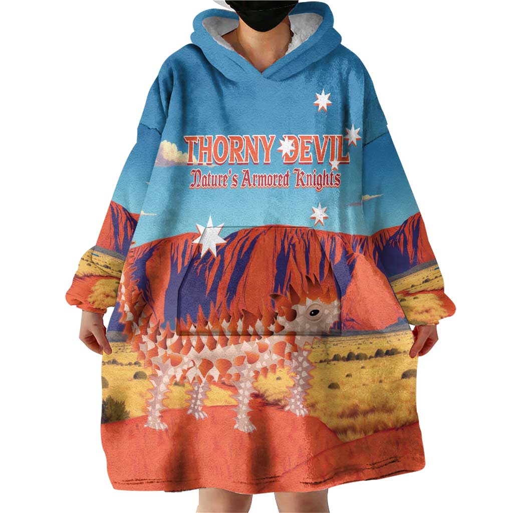 Personalised Australia Thorny Devil Wearable Blanket Hoodie Nature's Armored Knights - Aussie Uluru - Vibe Hoodie Shop