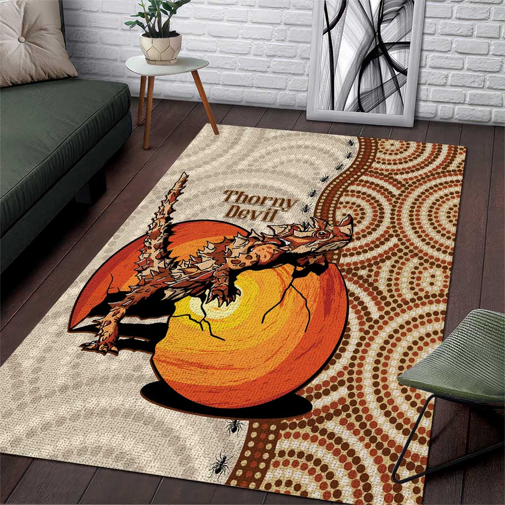 Thorny Devil Australia Area Rug Baby Moloch Horridus With Ants - Aboriginal Art - Vibe Hoodie Shop