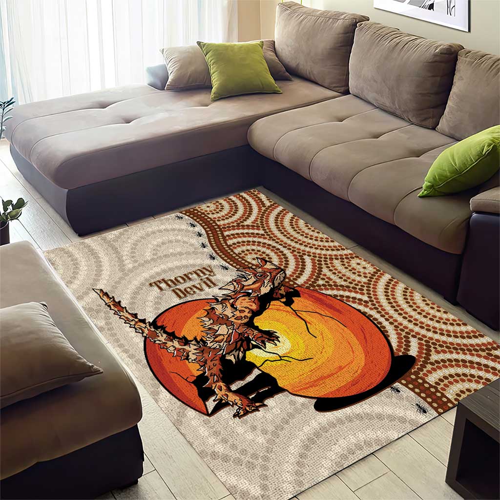 Thorny Devil Australia Area Rug Baby Moloch Horridus With Ants - Aboriginal Art - Vibe Hoodie Shop