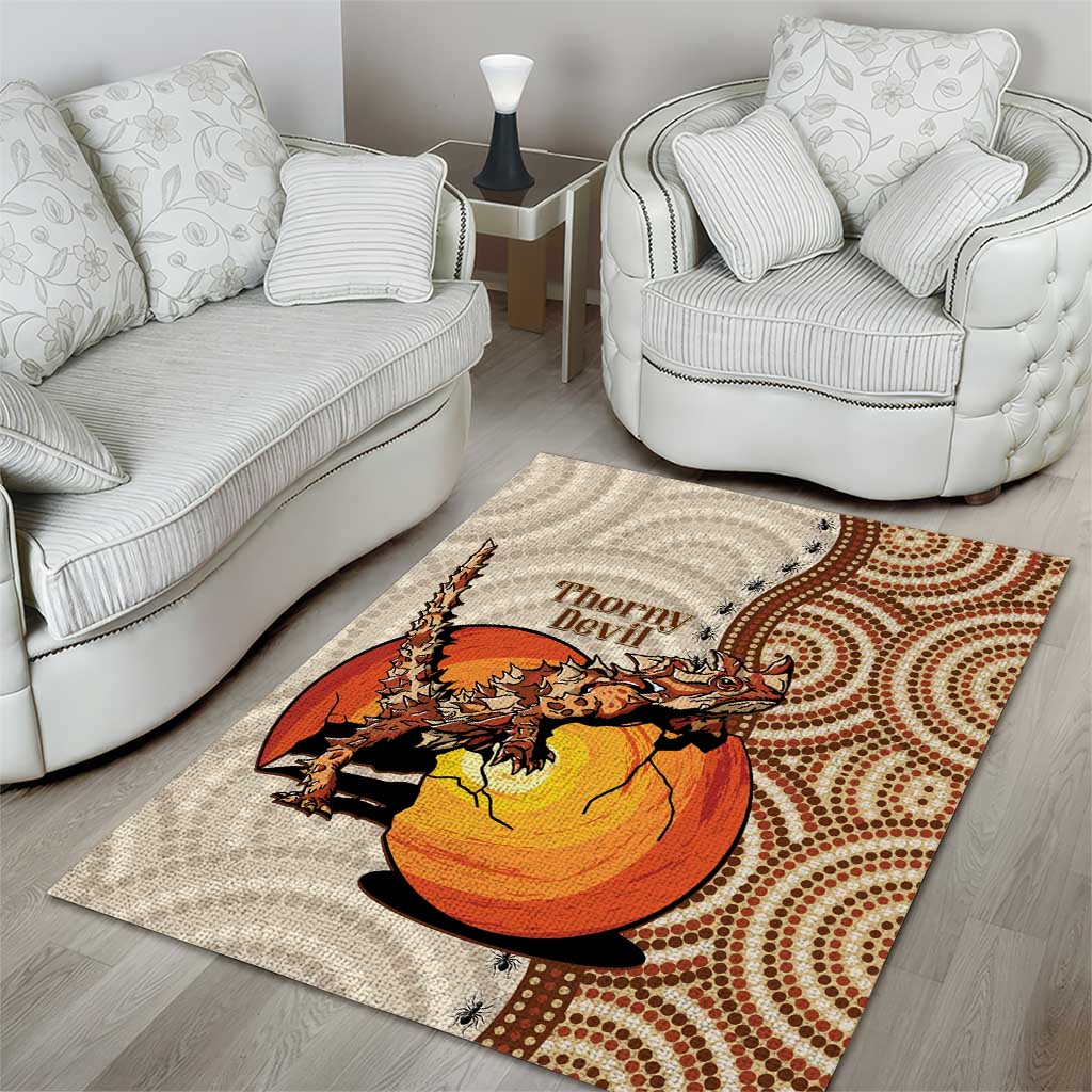 Thorny Devil Australia Area Rug Baby Moloch Horridus With Ants - Aboriginal Art - Vibe Hoodie Shop